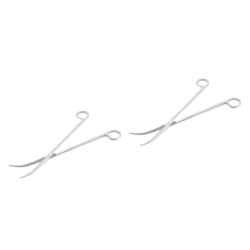Gatuida 2pcs Aquarium Grass Scissors Curved Tip Plant Scissors Tongs for Aquatic Plant Care - color: Silverx2pcs, size: Mx2pcs