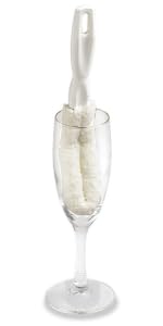 Flute and Stemware Wine Glass Cleaning Brush - Dishwasher Safe, Non-Scratch Flute Cleaner for Crystal Glasses, Champagne Glass, Goblet, Wine Decanter - for Bar & Restaurant by FryOilSaver - B61C