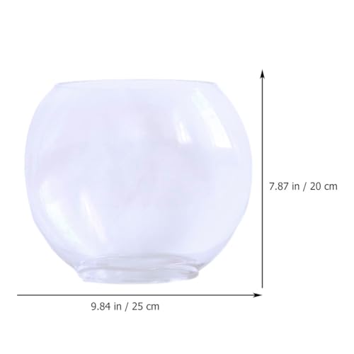 Multi-Function Glass Fish .84 Inch Transparent Aquarium Bowl with Fish Accessories for Home Desktop Office Decor - size: 28X23cm