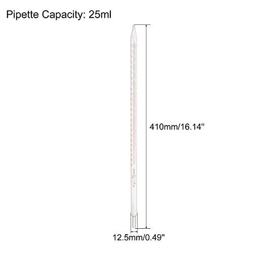 PATIKIL Graduated Dropper Pipettes, 1 Pcs 25ml Reusable Borosilicate Glass Pipette for Transfer Liquid for Laboratory, Chemistry, Clear - size: 25ml