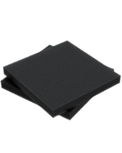 Pawfly 9" L x 9" W Aquarium Filter Media Sponge Aquarium Filter Media Pad for Sumps Ponds Hydroponics Black Foam Floss for Water Filtration, 2 Pack - size: 9" x 9" x 1"