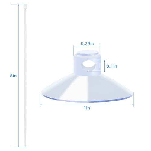 AQUANEAT 20 Pack Aquarium Suction Cups with Clips 3/16" air Hose and Adjustable Zip Ties for Aquarium Fish Tank Decoration Moss Shrimp Nest