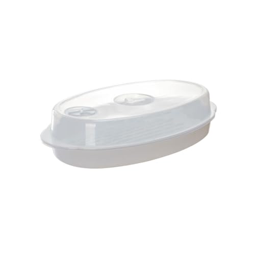 SUPVOX Microwave Oven Steamer Plate with Lid, White Fish Steaming Holder for Quick Heat Transfer and Water Retention, Food Steamer Suitable for Kitchen Cooking and Microwave Use
