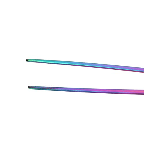 TITA-DONG 27cm Reptile Feeding Tongs, Rainbow Color Aquarium Tweezers Stainless Steel Fishbowl Long Tweezers, Aquascaping Tools for Hold Worms, Reptiles, Lizards, Bearded Dragon(27cm Straight Clip)