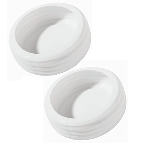 Reptile Food Bowls Ceramic Mini Round Reptile Water Food Dish, Pet Food Bowl for Lizards, Small Snakes, Young Bearded Dragons, Gecko Tortoise Spider (White, Small-2Pack)