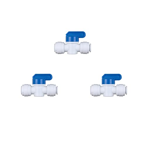 EZRODI 3 Pack Push-to-Connect Plastic Shut Off Valve Fitting (3/8-in OD x 3/8-in OD, Inline Straight Ball Valve) - size: 3/8-in OD x 3/8-in OD