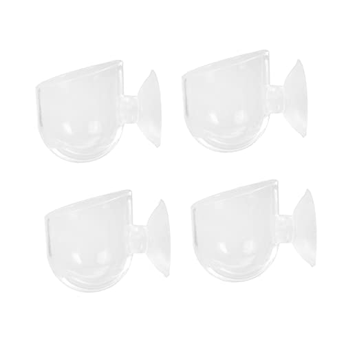 4pcs Fish Tank Feeding Cups Transparent Holder Cup Design Compact Planting Tool for Aquatic Plants Safe for Fish Tank Use