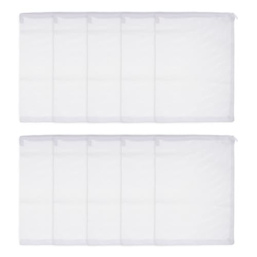 Aquarium Filter Media Bags, Fish Tank Fine Mesh Bag with Zipper Reusable Versatile 14 x 10 Inch, (White, 10Pcs), Intended for Fish Tank/Aquarium/Pond/Activated Carbon/Ceramic Rings - color: white, size: 14 x 10 in