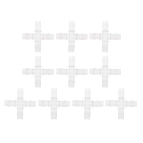 Plastic Hose Barb Fitting 5/8" OD Barb Cross 4 Way Pipe Connector Clear 10 Pcs - size: 5/8"OD