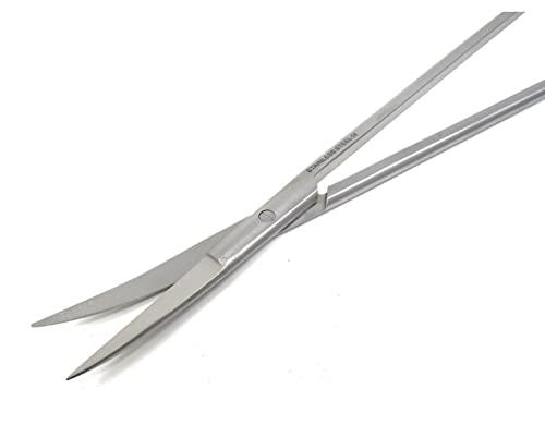 Long Stainless Steel 12" Aquarium Fish Tank Aquatic Plant Trimming Aquascaping Kelly Scissors Curved Round Pattern