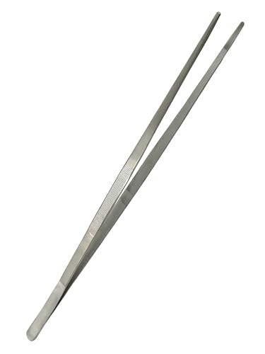 Jumbo Tweezers - 24 Inches Long Thumb Dressing Forceps with Serrated Tips, Straight, Aquascaping, Reptile Feeding, Crafts, Tissue Handling Forceps