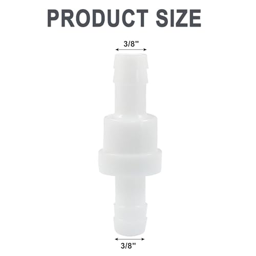3/8" One Way Inline Check Valve 2 Pcs, Non Return Ozone Resistance PVDF Plastic One-Way Fuel Oil Water Gas Pump Air Check Valve - size: 3/8 Inch-6Pcs