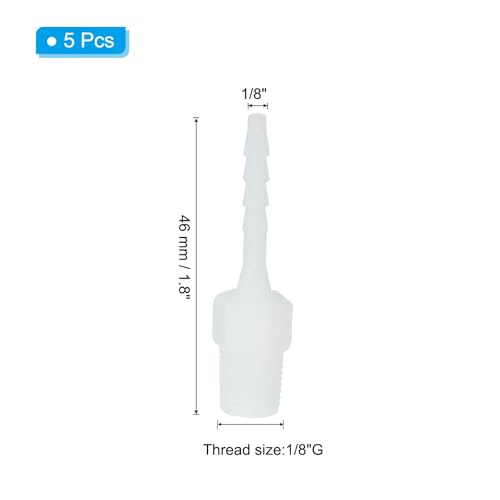 PATIKIL 1/8" Barb x 1/8" G Male Connector, 5 Pcs Plastic Hose Barb Fitting Industrial Hose Barb to Pipe Fitting Connect for Water Liquid Air Fuel - size: 1/8" x 1/8"