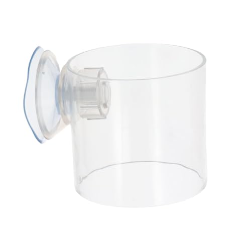 Pokinge 2Pcs Aquarium Fish Food Feeder Tube, Transparent Acrylic Feeding Ring with Strong Suction Cup, Adjustable Height Fish Tank Station Floating Food Tray Feeder