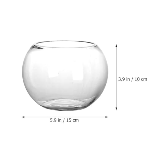Baluue Round Glass Fish Bowl 5.90In Clear Bubble Vase Terrarium Planter for Hydroponic Plants Flower Display Home Office Decor Compact Size - size: 15.00X15.00X10.00CM