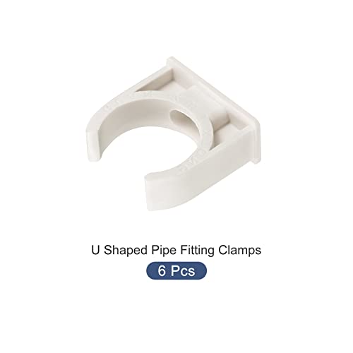 METALLIXITY PVC Water Pipe Clips (30mm/1.18") 6Pcs, Plastic U Shaped Pipe Fitting Clamps - for Tubing Hose Water Supply, White - size: 30mm/1.18"