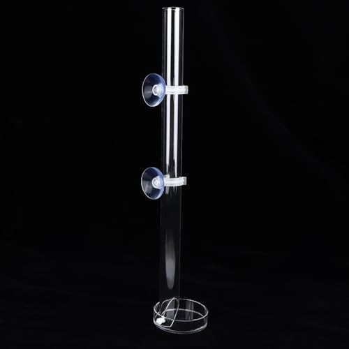 9.84inch Acrylic Aquarium Feeder with Tray Transparent Fish Tank Feeding Tube Leak-Proof Design with Suction Cups for Shrimp and Fish