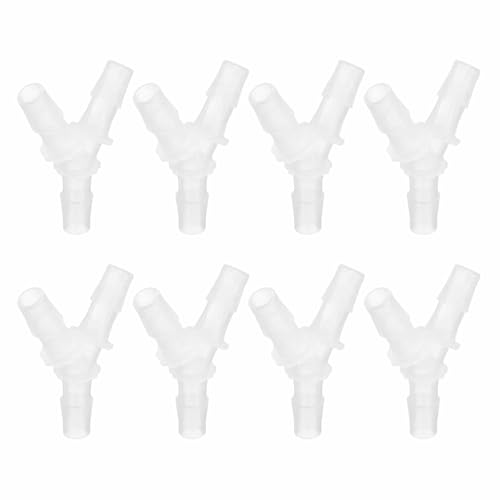 MECCANIXITY 8pcs Plastic Hose Barb Fitting, 7/16" x 7/16" Y Shape Tee Barbed Hose Pipe Fitting Splicer Mender Joint Adapter for Water Liquid Fuel Line Tube, Clear - size: 7/16" x 7/16"