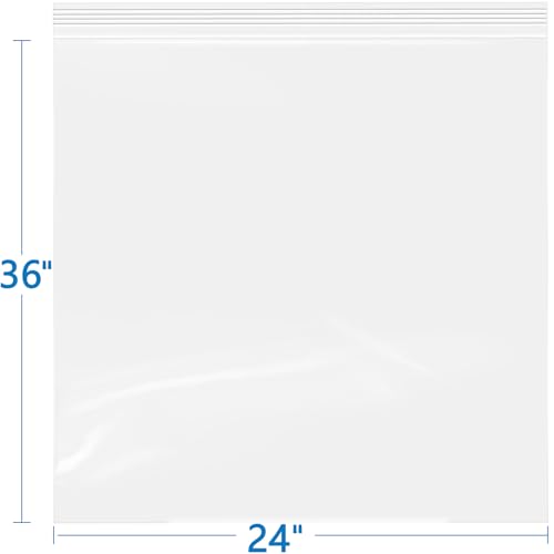 iMailer- 24" x 36" 50 Pack- 2 Mil Resealable Zip Bags- Clear Plastic Bags with Zip Top Lock for Storage, Organizing, Crafts, Travel - size: 24" x 36" 50 Pack
