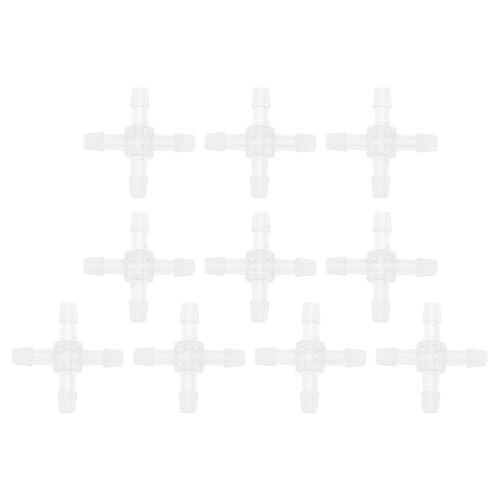 Plastic Hose Barb Fitting 5/32" OD Barb Cross 4 Way Pipe Connector Clear 10 Pcs - size: 5/32"OD