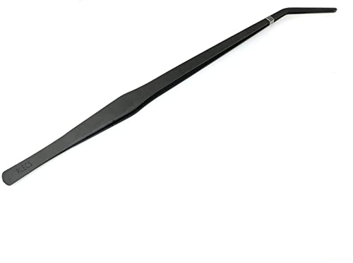 RLECS 15 inch Aquarium Tweezers Non-Slip Stainless Steel Curved Tweezer with Carbonation Protection Coating Fish Tank Cleaner Aquarium Accessories, Black