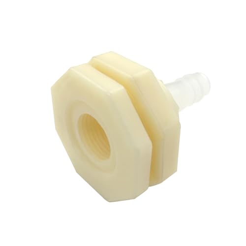 Bulkhead Fitting Adapter 16mm Barbed x G3/4 Female ABS Fitting, White Connector for Aquariums, Water Tanks, Tubs, Pools (Set of 4) - size: G3/4