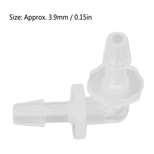 12Pcs Premium Plastic Hose Barb Fittings Elbow Connector Right Angle Barbed Splicer Adapter for Aquarium Lab Tubing Durable PP Material (3.9mm) - size: 3.9mm