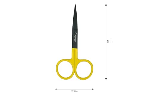Kingfisher Fly Tying Hair Scissors, 4.5 Inch, Straight - color: Yellow