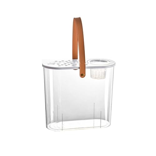 Aquariums Fish Bowl Transparent Acrylic Fish Tank with Breathable Lid and Easy to Move Carrying Handle Living Room Office Desktop Decorative Fish Tank Planter Fish Tanks(White) - color: White