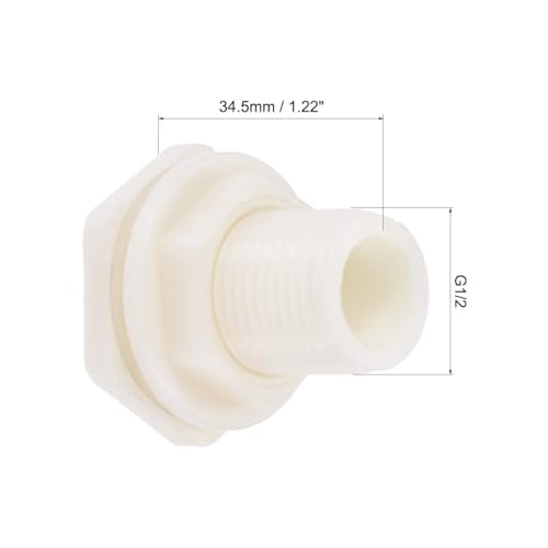 Bulkhead Fitting, G1/2 Female 1.5 Male, Tube Adaptor Pipe Fitting with Silicone Gasket, Water Tank Connector for Rain Barrels Aquariums Water Tanks Tubs Pools Spigot, 1pcs - size: 1/2" 1pcs