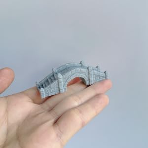 Miniature Retro Stone Bridge Figurine - 1:12 Scale Dollhouse Accessories for Micro Landscape - Realistic Arch Bridge for Zen Garden & Aquarium Decor - 3D Printed Desktop Model