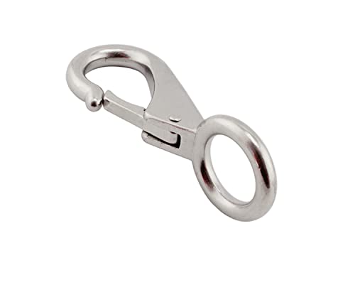 2/4Pcs Heavy Duty Stainless Steel 316 Spring Snap Hook Fixed Eye Clip Carabiner Marine Clip Dock Hardware Accessories - color: 2Pack, size: 0#