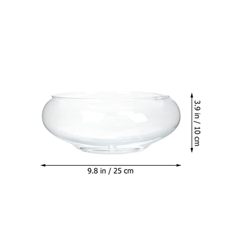 VOSAREA Glass Vase Bowl Glass Bubble Bowl Terrarium Succulent Planter Air Plants Hydroponic Display Floating Candles Clear Bubble Fish Aquatic Plant Pot Daffodil Pot (9.82X9.82X3.93in)
