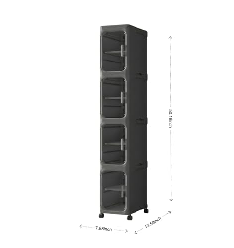 KHNR 4-Tiers Slim Bathroom Storage Cabinet, Foldable Storage Cabinets,Narrow Bathroom Storage,Movable Bathroom Storage Organizer for Small Spaces,Bathroom,Kitchen,Laundry,Black - color: Black, size: 4-Tiers