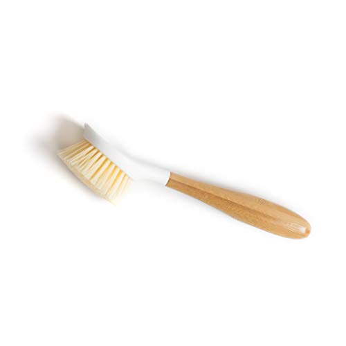 Full Circle Daily Dish Brush-Bamboo Handle Dish Brush–Sustainable Kitchen Cleaning with Tough Bristles-Natural Dish Scrubber,Nonstick & Cast Iron Cleaner-Long Handle Brush for Dishes,Pots,and Pans