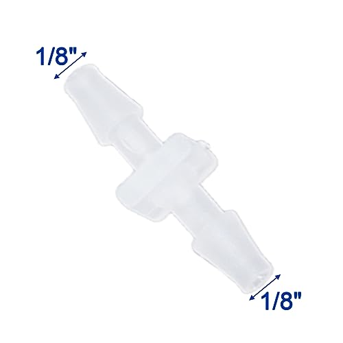 Plastic Hose Barb Fitting, 1/8" x 1/8" Pipe Connectors，Barbed Splicer Mender Joint Adapter Union Fitting, 6 Pcs - size: 1/8 Inch