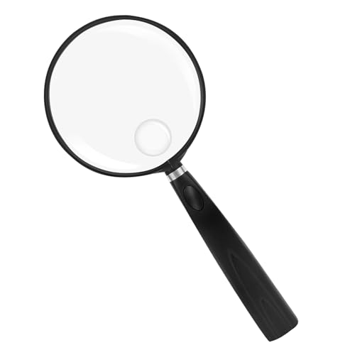 Feosky Handheld Reading Magnifier, 10X Magnifier, 90mm Shatterproof Lens, Non-Slip Handle for Adults Close Work, Seniors Reading and Nature Exploration, Hobby Observation(Black) - color: Black, size: 90mm