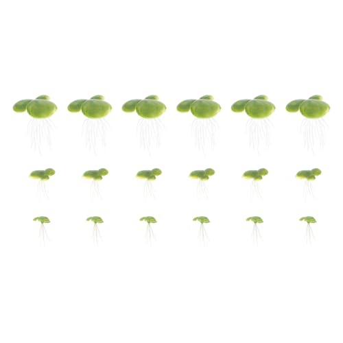 Artificial Floating Duckweed Aquarium Plant Decor, Simulation Plastic Mini Duckweed with Roots, 72pcs (18pcs X 4 Packs) for Fish Tank Landscape and Freshwater Aquariums