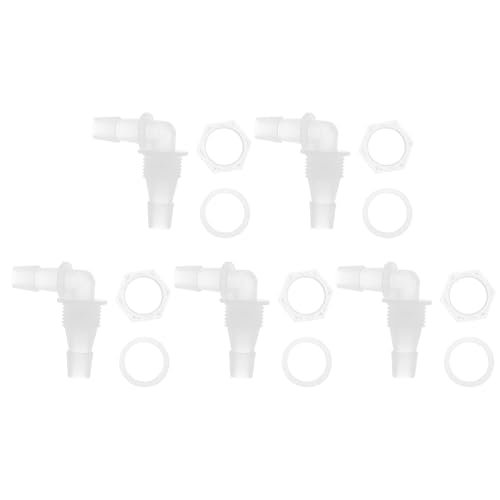 1 Set Aquarium Plastic Hose Barb Fitting 7/16" Hose Elbow Connectors Aquarium Tank Air Pump Hose Joints Clear PP - size: 7/16"-G1/2