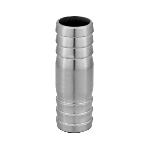 Stainless Hose Barb 1/4" Splicer Mender Union Tubing Coupling Fittings with Hose Clamps Air Water Fuel Oil (pack of 2) - size: 1/4" Hose Barb