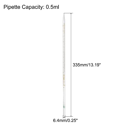 PATIKIL Graduated Dropper Pipettes, 1 Pcs 0.5ml Reusable Borosilicate Glass Pipette for Transfer Liquid for Laboratory, Chemistry, Clear - size: 0.5ml