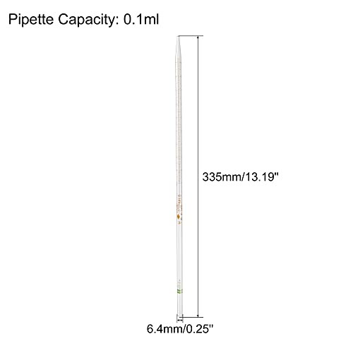 PATIKIL Graduated Dropper Pipettes, 1 Pcs 0.1ml Reusable Borosilicate Glass Pipette for Transfer Liquid for Laboratory, Chemistry, Clear - size: 0.1ml