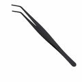Professional Aquarium Tweezers, Black Carbonized Stainless Steel, Serrated Tip, Curved Design for Reptile Feeding, Tank Maintenance, Anti-Slip Reptile Feeding Tongs for Aquatic Plants, Lizards, Snakes