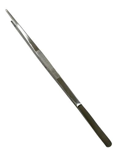 Jumbo Tweezers - 24 Inches Long Thumb Dressing Forceps with Serrated Tips, Straight, Aquascaping, Reptile Feeding, Crafts, Tissue Handling Forceps