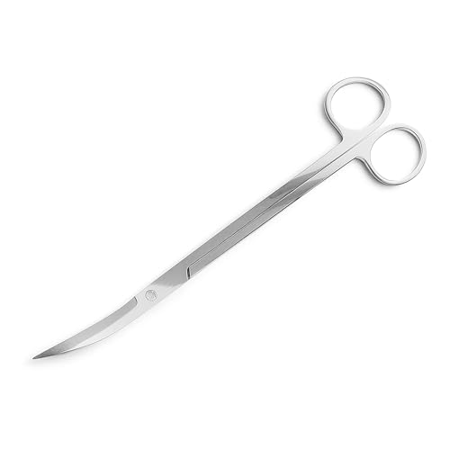 Mandala Crafts 12 Inches Silver Stainless Steel Curved Aquarium Scissors for Trimming Aquatic Plants – Bent Aquascape Scissors for Fish Tanks, Hospital Tanks, Goldfish Bowls, and Terrariums - color: Stainless Steel Curved Scissors, size: 12 Inches