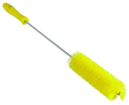 Vikan 1-5/8" W Tube and Valve Brush, Stiff, 13 3/4 in L Handle, 5 in L Brush, Yellow 53786-1 Each - color: Yellow, size: 5378