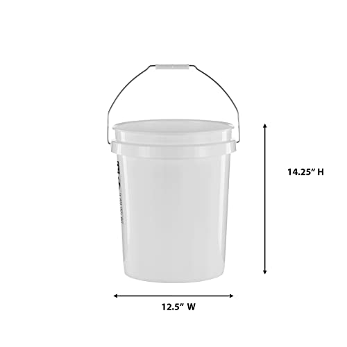 United Solutions 5 Gallon Bucket - 3 Pack, White, Heavy Duty BPA-Free Plastic Bucket, Comfortable Handle, Easy to Clean, Perfect for on The Job, Home Improvement, or Household Cleaning - color: White