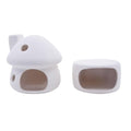 Cute Betta Fish Tank House with Cave Set, Small Mushroom Aquarium Decor Pottery Hide Habitat Hut for Betta Fish Passing or Hiding Safely(White Mushroom + Cave)