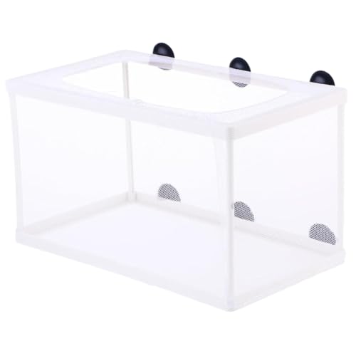 Breeder Box for Fish Tank, 6x5.7x10 Large Fish Breeding Box Net, White Mesh Aquarium Breeder Hang on Nursery with Suction Cups for Baby Hatchery