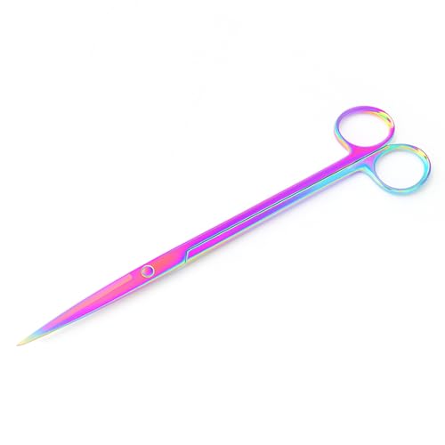 Mandala Crafts 12 Inches Rainbow Stainless Steel Straight Aquarium Scissors for Trimming Aquatic Plants – Long Aquascape Scissors for Fish Tanks, Hospital Tanks, Goldfish Bowls, and Terrariums - color: Rainbow Straight Scissors, size: 12 Inches